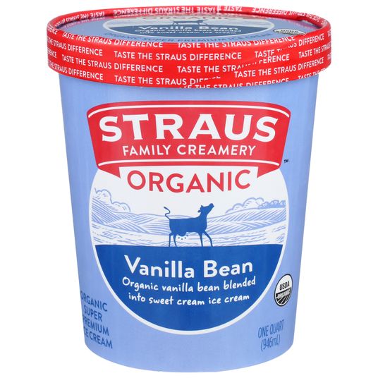 Straus Family Creamery Ice Cream, Vanilla Bean, Organic - Azure