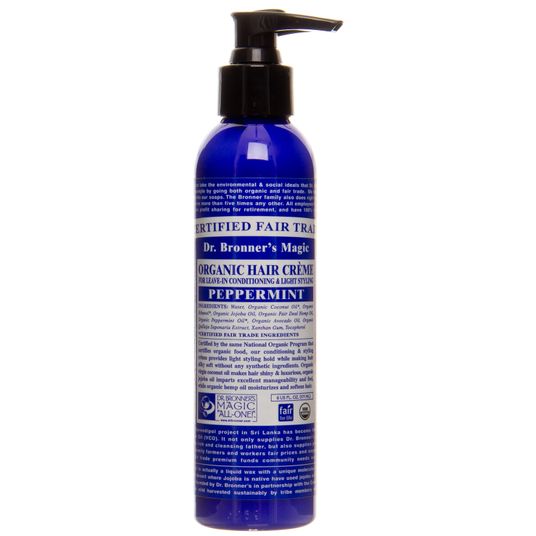 Dr Bronner Peppermint Hair Conditioning Style Creme, Organic Azure