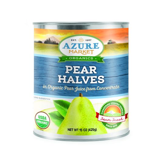Azure Market Organics Pear Halves in Pear Juice, Organic - Azure