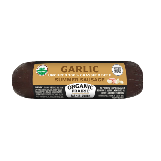 Organic Prairie Beef Summer Sausage with Roasted Garlic, Frozen