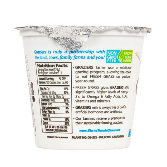 Sierra Nevada Cheese Company Graziers Whole Milk Yogurt Plain Grass Fed Azure Standard