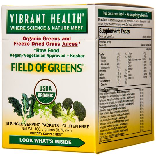 Vibrant Health Field of Greens, Raw, Organic, 15 Single Serve Packs