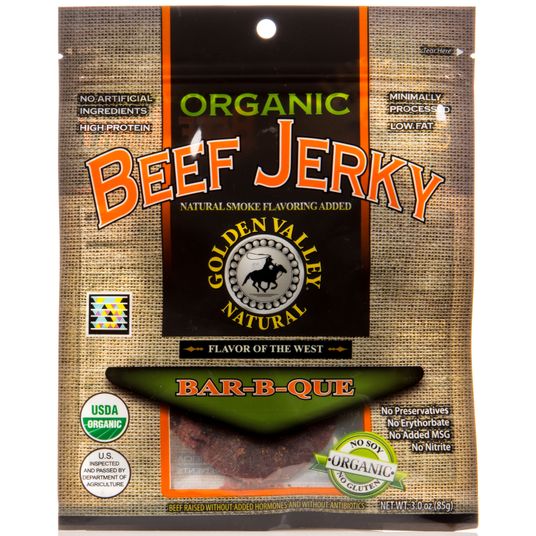 Golden Valley Natural Beef Jerky, BarBQue, Organic Azure Standard