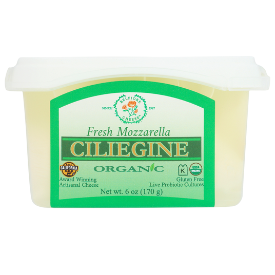 Belfiore Cheese Mozzarella Cheese, Ciliegine, Cherry Size, Organic