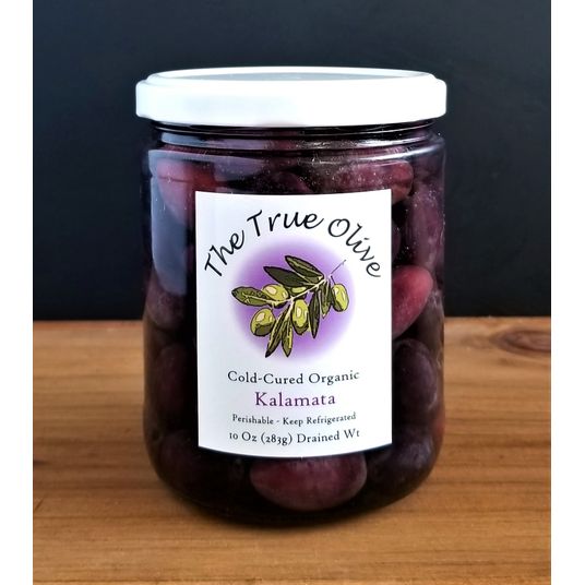 The True Olive Olives, ColdCured, Kalamata, Plain, Organic Azure