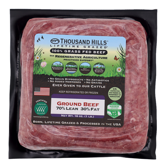 Thousand Hills Ground Beef, 70/30, Grass-Fed, Frozen - Azure Standard