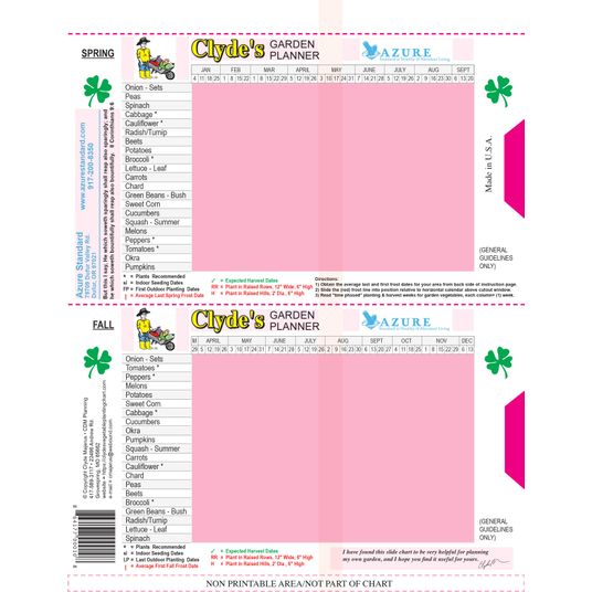 Clyde's Garden Planner, Vegetable Planting Slide Chart - Azure