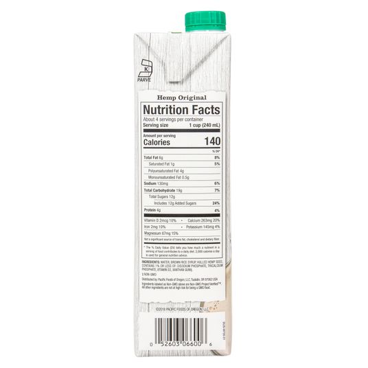 Pacific Foods Hemp Milk, Original - Azure Standard