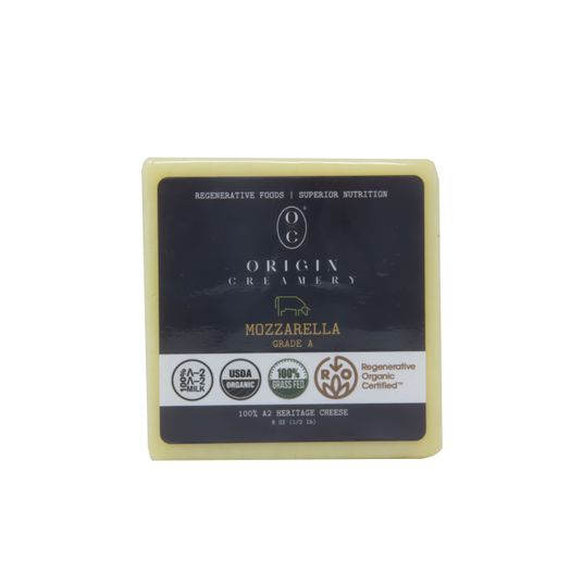 Origin Creamery A2 Mozzarella Cheese Block, Organic Azure Standard
