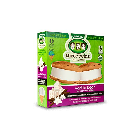 Three Twins Vanilla Bean Ice Cream Sandwich, Frozen, Organic Azure