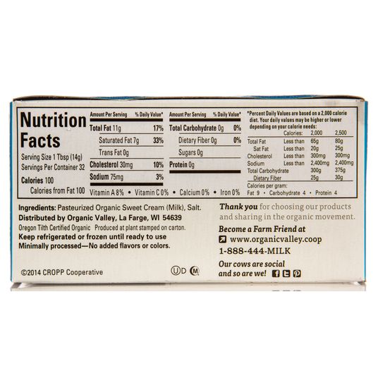 Butter, Lightly Salted, Organic, 1 lb