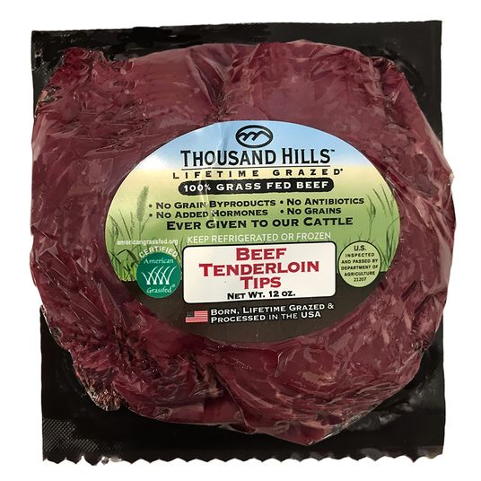 Thousand Hills Beef Tenderloin Tips, GrassFed, Frozen Azure Standard