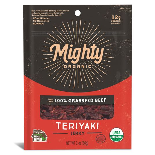 Organic Prairie Mighty Beef Jerky, Teriyaki, GrassFed, Organic Azure