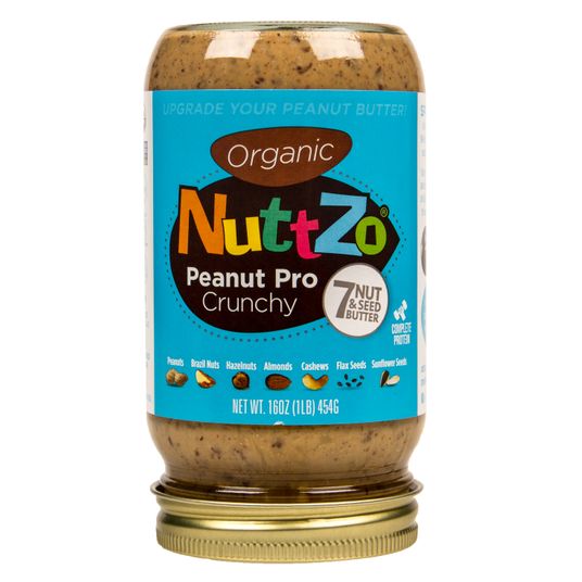 NuttZo Seven Nut & Seed Butter, Peanut Pro, Crunchy, Organic Azure