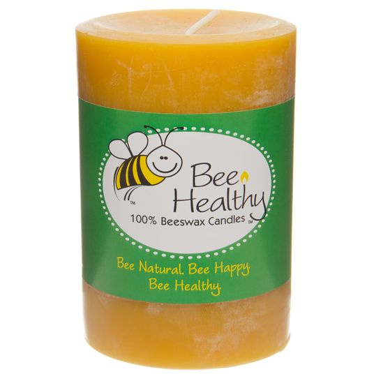Bee Healthy Candles Candle, Beeswax, Pillar 3 inch x 4 inch Azure