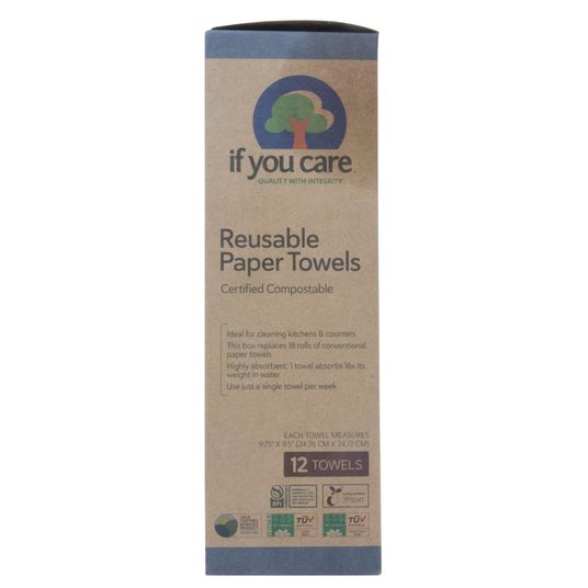 Reusable Paper Towels - 100% Organic Cotton, 12 or 24 Pack –