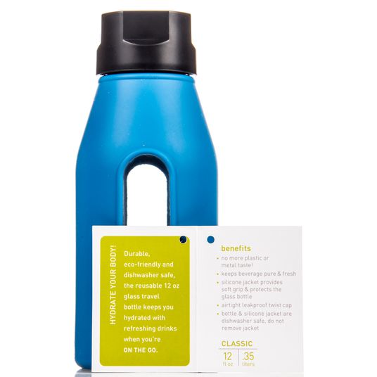 Takeya Glass Water Bottle, Blue - Azure Standard