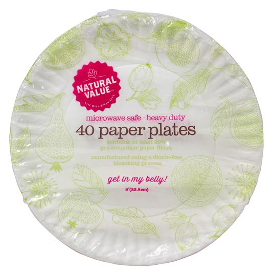 Natural Value Plates, Heavy Duty Paper 9 inch, Recycled - Azure