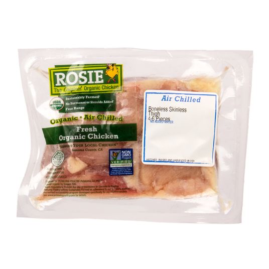 Rosie (Petaluma) Chicken Thigh, Skinless, Boneless, Frozen, Organic