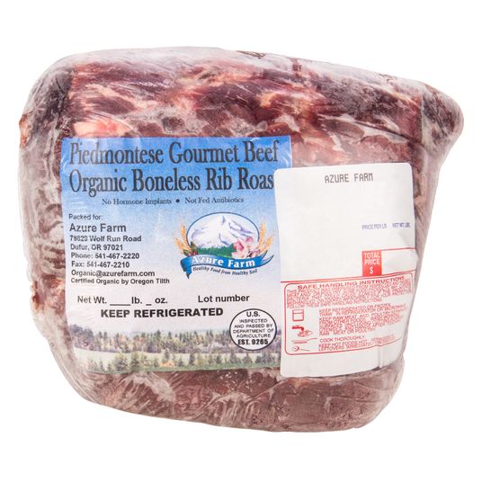 Azure Farm Piedmontese Prime Rib Roast Boneless, GrassFed, Frozen