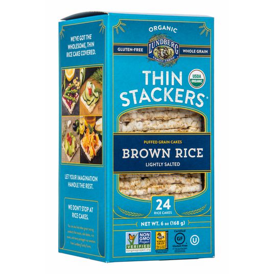 Lundberg Family Farms Thin Stackers Rice Cakes, Organic, Lightly Salted, Brown Rice - 24 rice cakes, 6 oz