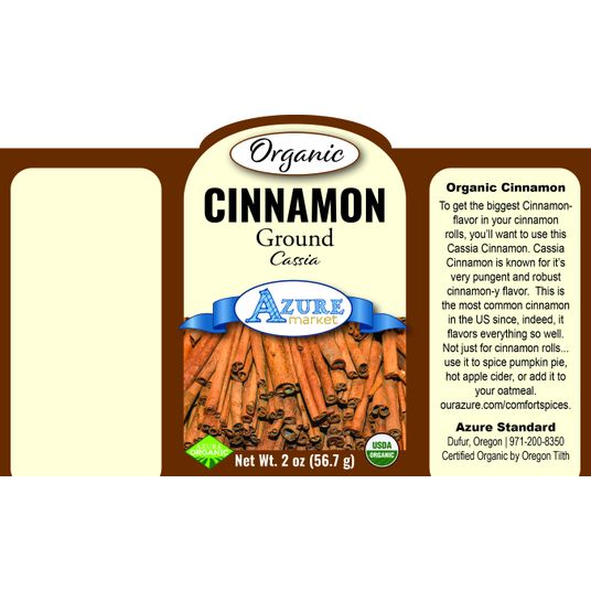 Azure Market Organics Cinnamon Ground, Cassia, Organic - Azure