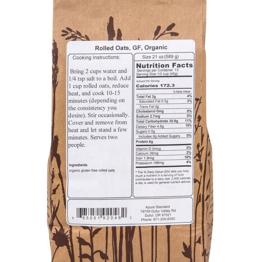 Azure Market Organics Rolled Oats Gf Organic Azure Standard