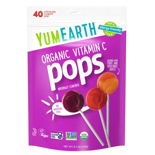 Yum Earth Fruit Pops Vitamin C, Assorted Flavors, Organic - Azure