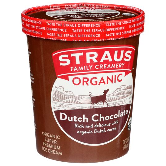 Straus Family Creamery Ice Cream, Dutch Chocolate, Organic - Azure