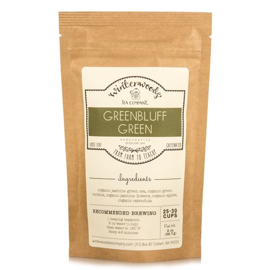Winterwoods Tea Company GreenBluff Green Loose Leaf Tea, Organic