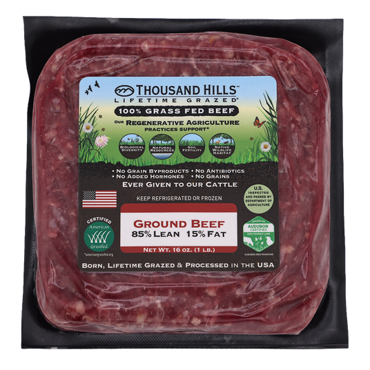 Thousand Hills Ground Beef, 85/15, Grass-Fed, Frozen - Azure Standard