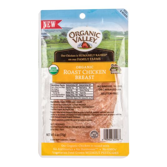 Organic Valley Roasted Chicken Breast Slices, Frozen, Organic Azure Standard