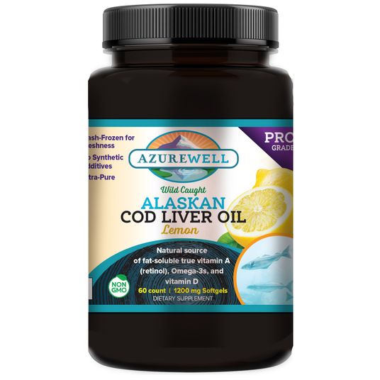 AzureWell Alaskan Cod Liver Oil, Lemon, Softgels, 1,200 mg - Azure Standard