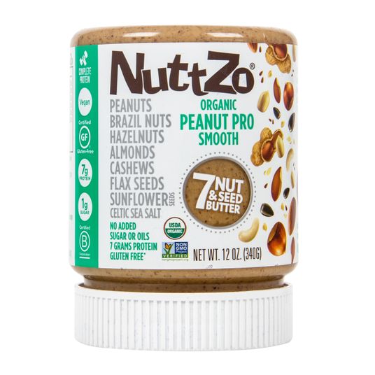 NuttZo Seven Nut & Seed Butter, Peanut Pro, Smooth, Organic Azure
