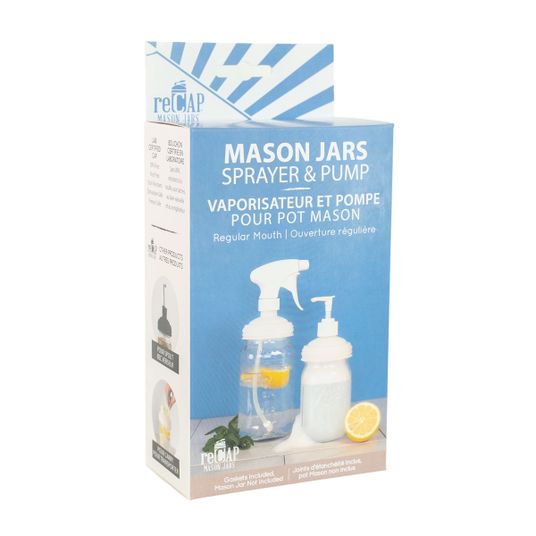 reCAP Mason Jar Sprayer & Pump Lids, Regular Mouth, Natural Azure