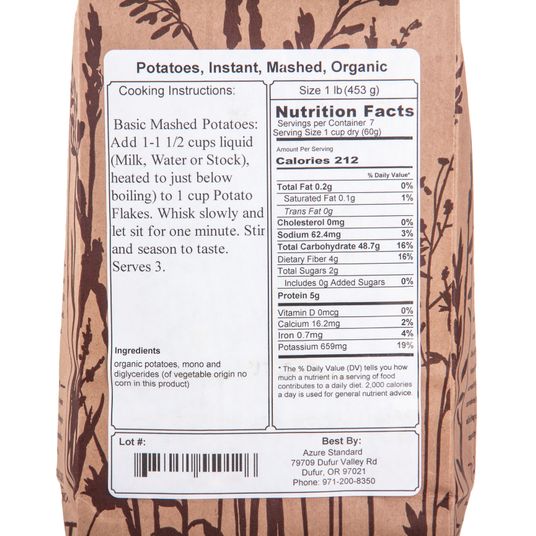 Organic instant new arrivals potatoes