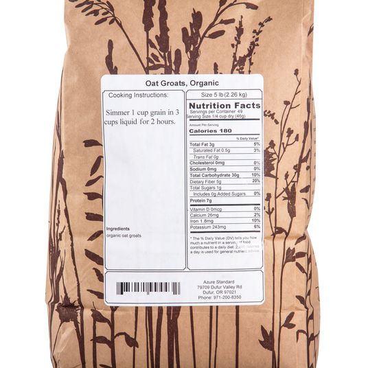 Whole Oats 5 Pounds Hulled, Groats, USDA Certified Organic Non-GMO Bulk,  Mulberry Lane Farms