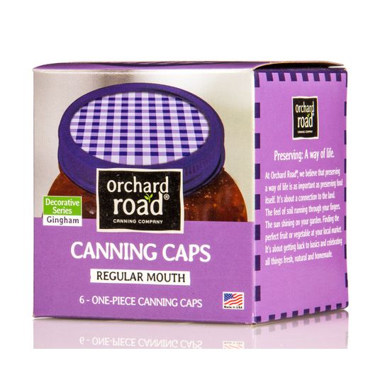 Orchard Road Canning Canning Caps, Decorative Purple Gingham, Regular