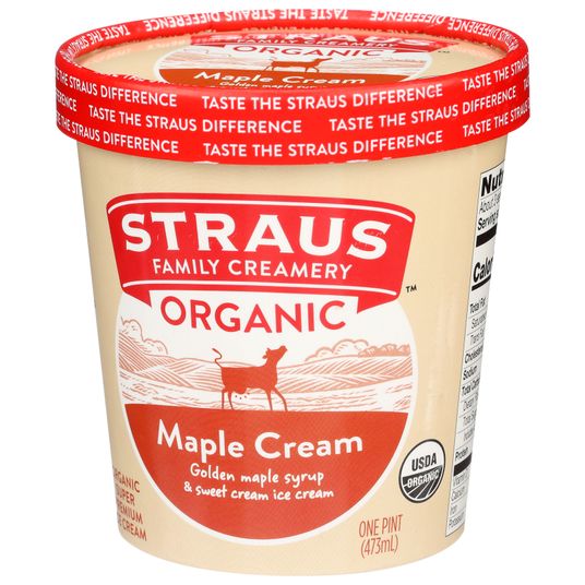Straus Family Creamery Ice Cream, Maple Cream, Organic - Azure