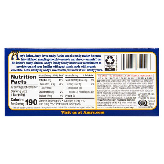 Amy S Lucky Candy Bar Creamy Nougat Caramel Organic Azure Standard