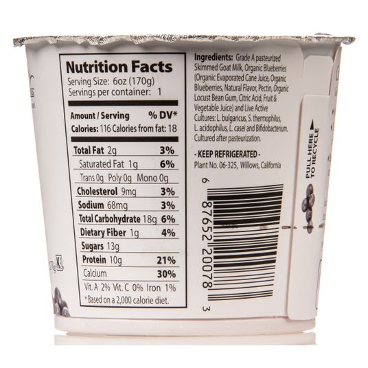 Capretta, Goat Yogurt, Low Fat, Blueberry, 6 oz