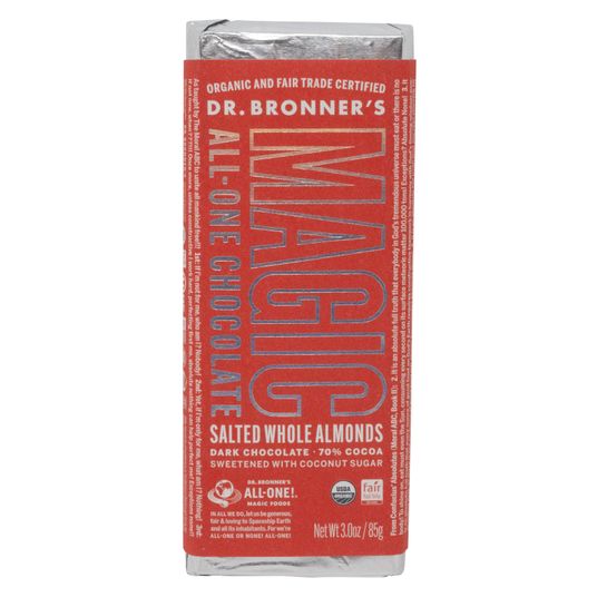 Dr Bronner Magic AllOne Chocolate Bar, Salted Whole Almonds Azure