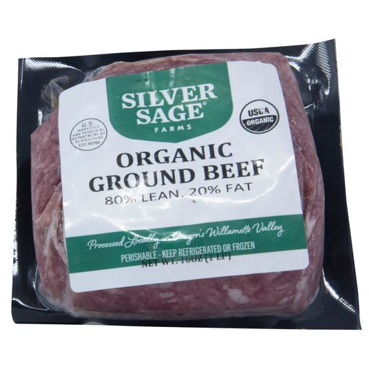 Silver Sage Farms Ground Beef, 80/20, Organic Azure Standard