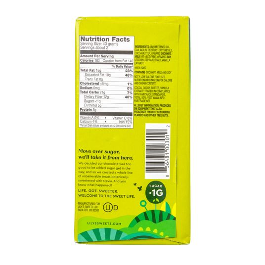 Lily's Chocolate Bar, 55% Dark, Coconut, Stevia Sweet - Azure ...
