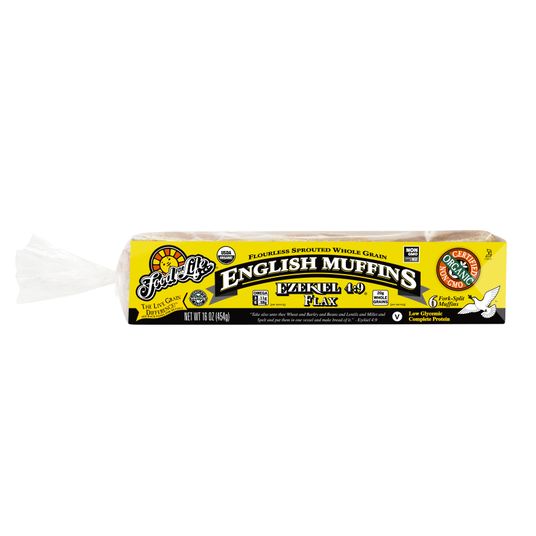 Food For Life Ezekiel 4:9 Flax English Muffins, Frozen, Organic
