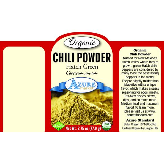 Azure Market Organics Chili Powder, Hatch Green, Organic - Azure Standard