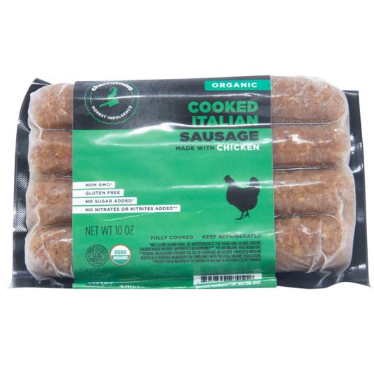 Charcutnuvo Sausage Fully Cooked, Italian Chicken, Organic Azure Standard