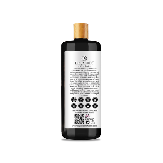 Dr. Jacobs Naturals Black Soap Body Wash, Plant Based Raw - Azure