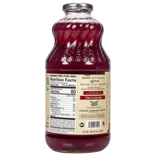 Lakewood Organic Juices Cranberry Juice, Pure, Organic - Azure